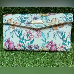 Buxton Floral Clutch - Pink, Green, Cream
